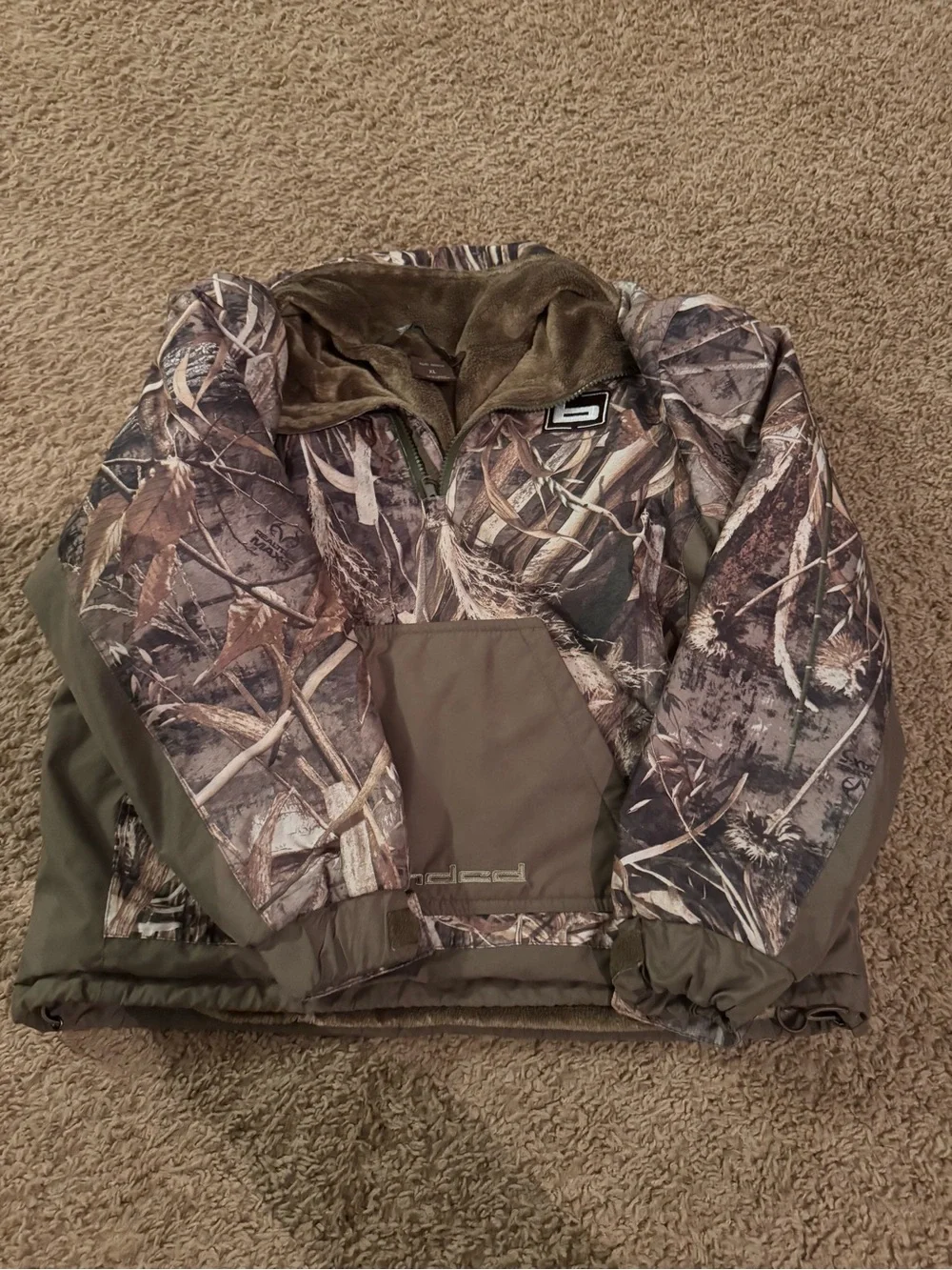 Kids Camo Pullover Jacket in Olive Green